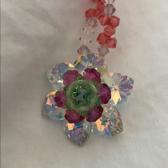 Handmade Swarovski Crystal Flower Necklace - Picture 2 of 7